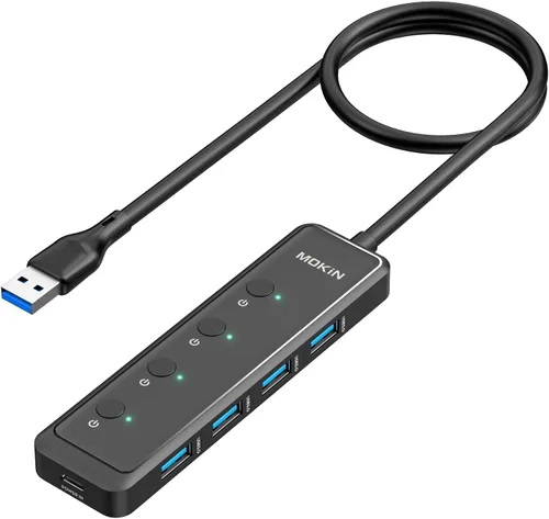 Vista 14 de Adaptador HDMI USB C Hub para MacBook Pro/Air, MOKiN 7 en 1 USB C Dongle con HDMI, lector de tarjetas SD/TF, puerto de datos USB C, 100 W PD y 2 USB