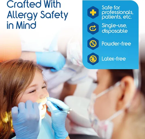 Vista 4 de Inspire Nitrile Exam Gloves The Original Quality Stretch Nitrile Light Blue 4.5 Gloves Disposable Latex Free Medical EMT