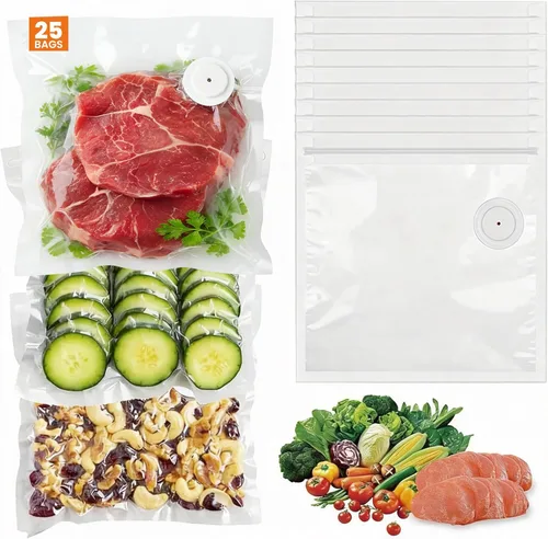 Vista 8 de Sellador al vacío compacto para alimentos, máquina selladora al vacío recargable con 30 bolsas selladoras al vacío reutilizables, sellador
