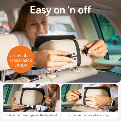 Vista 5 de Baby Uma Espejo de coche para bebé: accesorio inastillable para asiento trasero para bebé, diseño transparente de visión amplia para monitoreo