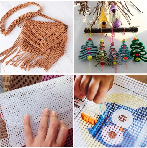 Vista 7 de ABuff 12 hojas de lona de malla de plástico, 14 unidades, lienzo perforado de plástico para punto de cruz, lienzo de malla de plástico para bordado