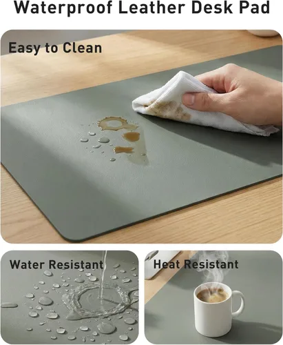 Vista 388 de Aothia Protector de escritorio de cuero, alfombrilla para mouse, alfombrilla de escritorio de oficina, 31.5 x 15.7 pulgadas, secante de escritorio