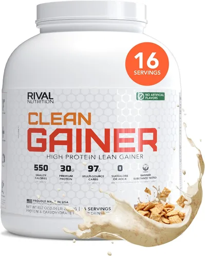 Rival Nutrition Clean Gainer Proteína en Polvo – 5LB Cereal de Tostadas de Canela – Alta Proteína para Masa Magra y Ganador de Peso | 550 Calorías,