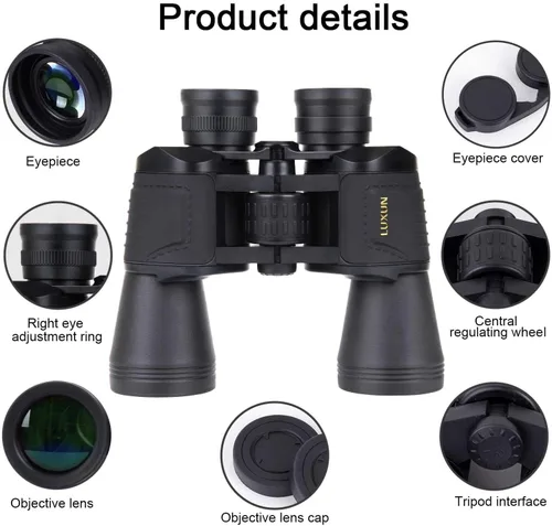 Vista 2 de LUXUN 10x50 Binoculars for Adults, HD Compact Binocular with Low Light Night Vision, Powerful Waterproof Binoculars for Hunting Bird Watching and