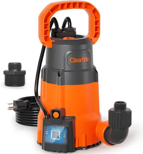 Vista 8 de Cleartide Bomba de sumidero sumergible con interruptor de flotador con correa, bomba de agua utilitaria de 1/2 HP, bomba de drenaje eléctrica maneja