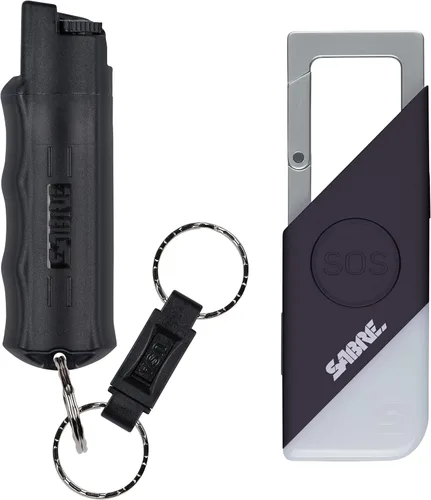 Vista 19 de SABRE Pepper Spray - Quick Release Keychain for Easy Carry & Fast Access, Max Police Strength Self Defense OC Spray With UV Dye, 10 Sec. Spray Time