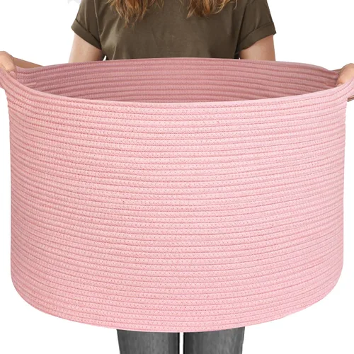 Vista 21 de MEGASKET Cesta grande de manta negra, 22 x 22 x 14 pulgadas, contenedor de cuerda tejida para almacenamiento, caja de almacenamiento de juguetes