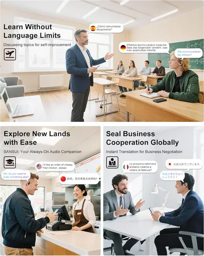 Vista 7 de Auriculares de traducción AI en tiempo real, 6 en 1 Bluetooth 6.0 Auriculares traductores de idiomas, Audifonos Traductores Inglés Inglés