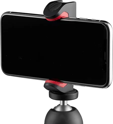 Vista 2 de Manfrotto Abrazadera universal para smartphone, versión Pro (MCPIXI), para mini cámara trípode, trípode de mesa, trípode compacto, vlogging, negro