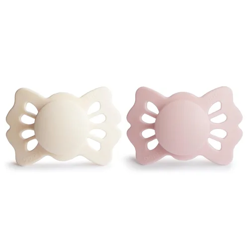 Vista 2 de FRIGG Lucky Symmetric SilkySoft - Chupete de silicona para bebé, fabricado en Dinamarca, sin BPA (crema/rubor, 0-6 meses)