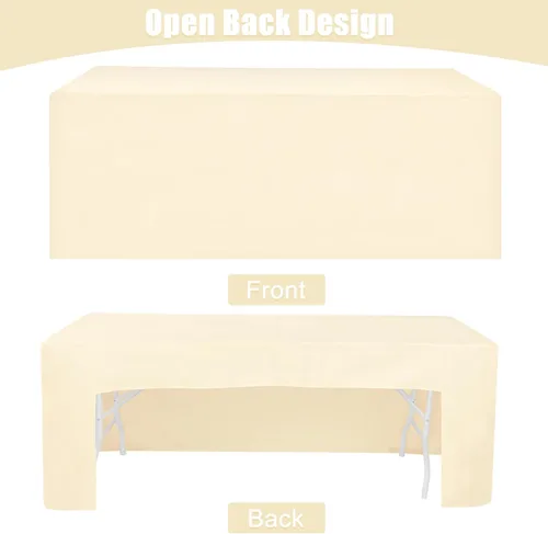 Vista 3 de Paquete de 2 manteles rectangulares ajustables con espalda abierta de 72 x 30 pulgadas, manteles beige para mesas de 6 pies, mantel ajustable
