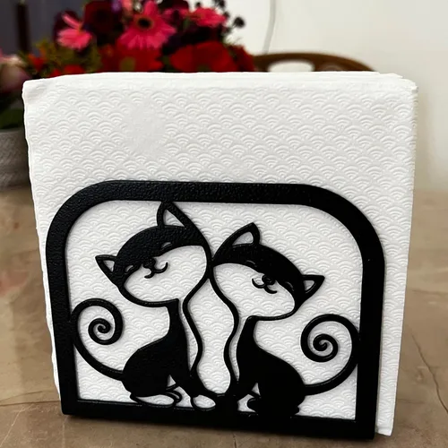 Vista 9 de Dispensador de servilletas de gato y pescado, soporte de pañuelos moderno para decoración de cocina para mesa de comedor y granja