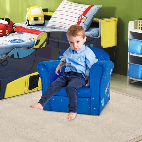 Vista 50 de Costzon Flyman - Sofá para niños, sillón con reposabrazos con patrón, muebles para niños pequeños con construcción de madera resistente, preescolar
