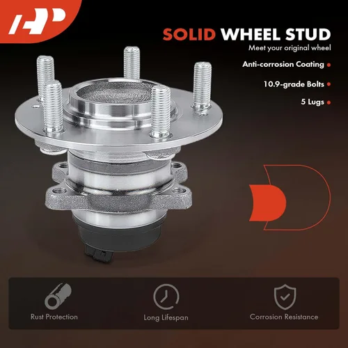 Vista 6 de A-Premium 2 rodamientos de rueda trasera y conjunto de cubo con ABS y 5 lengüetas compatibles con Kia Forte 2010-2013, Forte Koup 2010-2013, Forte5