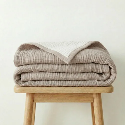 Vista 19 de Manta de gasa de algodón puro suave de 4 capas de 50 x 60 pulgadas, prelavada, sin flecos, manta de muselina ligera para uso multiusos y regalo Azul