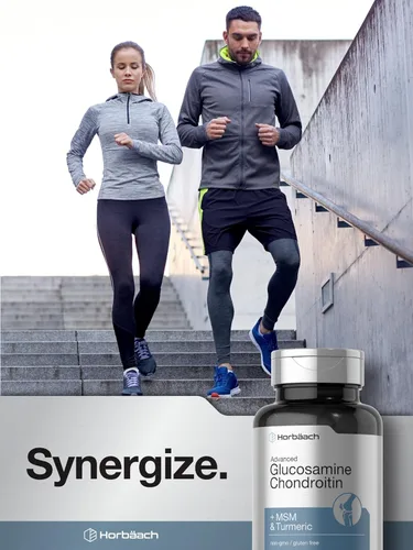 Vista 6 de Horbäach Glucosamina Condroitina Más MSM y Cúrcuma 180 Cápsulas Recubiertas Suplemento Sin OGM, Sin Gluten