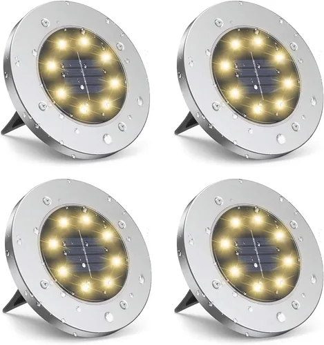 Vista 7 de ZGWJ - Luces solares de suelo, 4 unidades, impermeables, luces solares de jardín mejoradas, impermeables, brillantes en el suelo, iluminación