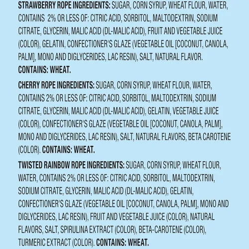 Vista 3 de SweeTARTS Ropes Candy, mezcla variada, ponche de cereza, ponche de arco iris torcido, fresa picante, suave y masticable, 15 onzas
