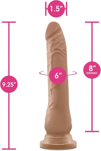 Vista 9 de Blush Au Naturel Roberto - Consolador largo realista Sensa Feel de doble densidad con eje flexible - Arnés flexible de ventosa compatible con arnés