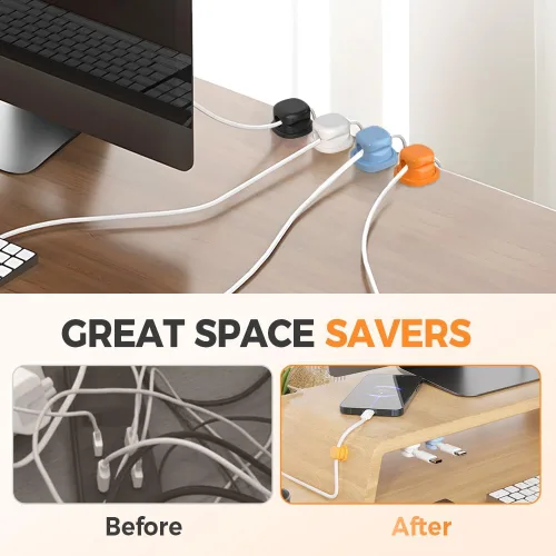 Vista 4 de Clips magnéticos para cables, organizador de cables, soporte de alambre ajustable para escritorio, teléfono, clips adhesivos para cable de automóvil