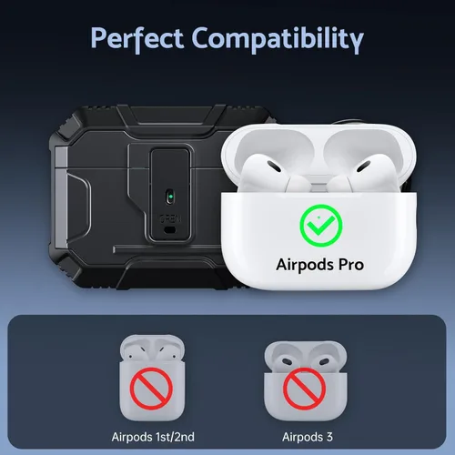 Vista 7 de DASFOND Armor - Funda rígida para auriculares Airpods Pro, grado militar, protección completa, a prueba de golpes, soporte de carga inalámbrica