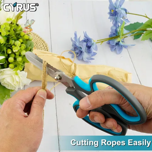 Vista 2 de CYRUS Tijeras de jardín Podadora con dientes de sierra Tijeras de poda Flor afilada (Azul con diente de sierra)