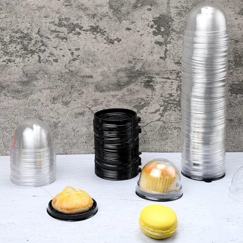 Vista 7 de Patelai Mini recipiente de plástico transparente para magdalenas, mini caja para magdalenas, cúpula para magdalenas, caja de un solo recipiente