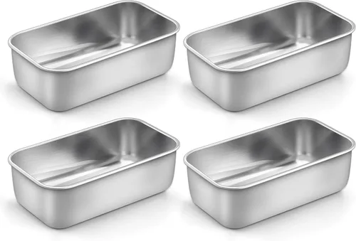 Vista 21 de LIANYU Molde para Pan de Acero Inoxidable, Molde Grande para Pan de 12x5 Pulgadas para Hornear, Molde de Metal para Pastel de Carne, Pan de Masa
