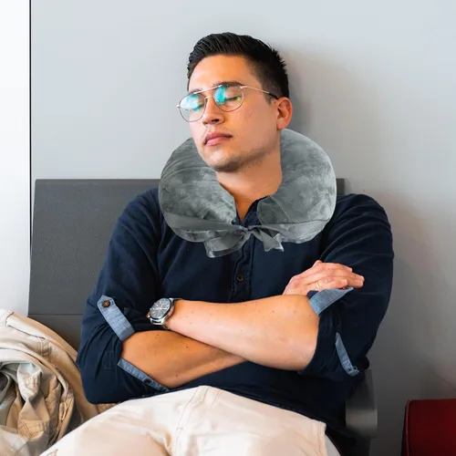 Vista 4 de JuGeoZhi Funda de almohada para el cuello para viajes en aviones - Funda de almohada de viaje rellenable Bolsa de almacenamiento rellena con ropa