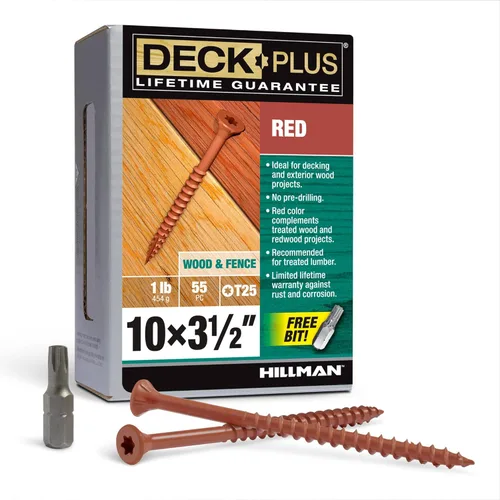 Vista 33 de Deck Plus Tornillos para valla y madera exterior con revestimiento epoxi de 2 pulgadas #8 x 2 Torx/Star Drive incluido, rosca gruesa, tornillo