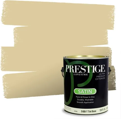 Vista 203 de PRESTIGE Pinturas de pintura exterior e imprimación en uno, 1 galón, plano, combinación comparable de Benjamin Moore* Manzanilla*