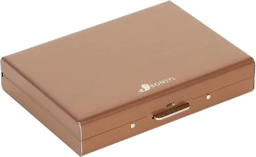 BONSYL Billeteras de acero inoxidable con clip para tarjetas de crédito con bloqueo RFID para hombres y mujeres.
