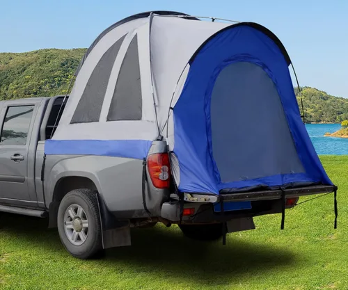 Vista 8 de Hasika Tienda de campaña para acampar de 5 a 6.5 pies con piso impermeable de doble capa tamaño completo camión cama corta/regular