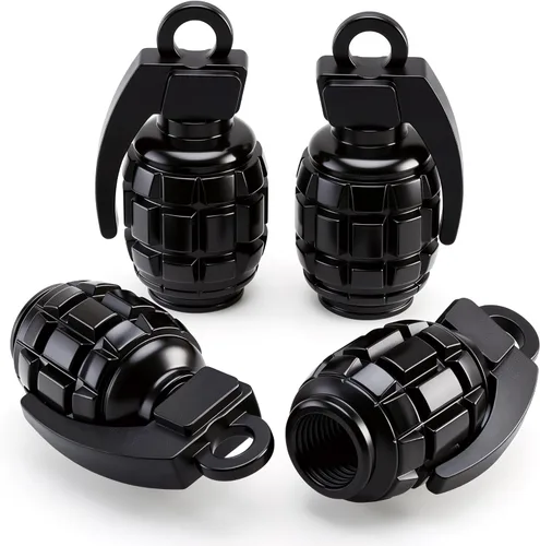 Vista 45 de 6 piezas tapas de válvula de neumático, cubiertas universales de válvula de neumático de aleación de aluminio para automóviles, camiones, SUV, Negro
