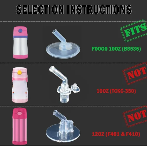 Vista 2 de Greant 2 popotes de repuesto compatibles con botellas THERMOS FOOGO de 10 onzas (modelo BS535), piezas de repuesto sin BPA compatibles con FOOGO