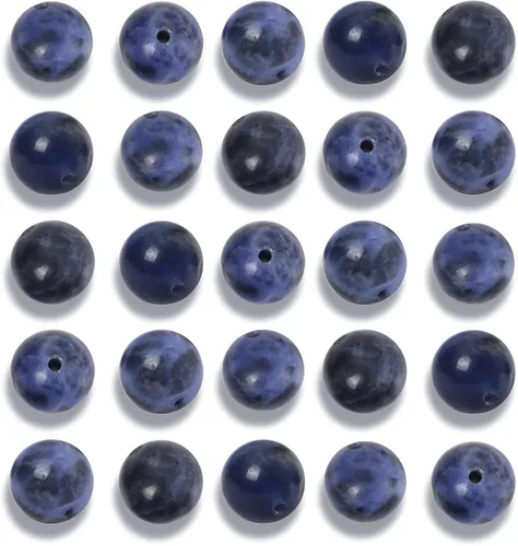 Vista 17 de 100 cuentas redondas sueltas de piedra turquesa natural de 0.236 pulgadas (0.236 in) para fabricación de joyas con cordón elástico de cristal