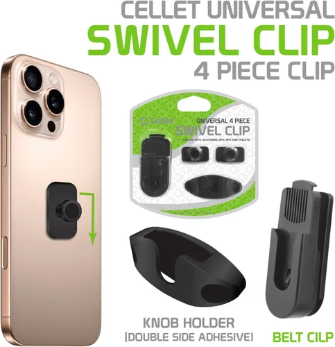 Vista 2 de Cellet Clip giratorio universal para cinturón para montaje de automóvil, GPS, Walkie-Talkie compatible con iPhone 12 Pro Max Mini 11 Xr Xs X SE 8