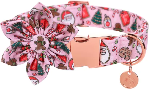Vista 14 de DOGWONG Collar de Navidad para perro con pajarita, collar de perro de copo de nieve con tira roja y verde, suave, duradero, ajustable, de algodón A