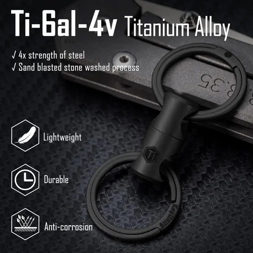 Vista 5 de KeyUnity KA15 Conector de llavero giratorio de doble extremo, ligador de llave giratorio de titanio para mosquetón y carillón de viento