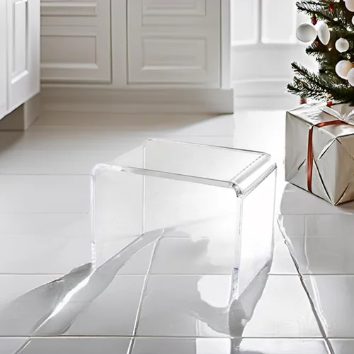 Vista 13 de Taburete de acrílico de 13" de ancho para niños pequeños, soporte para plantas, multiusos como taburete resistente al agua para la ducha, taburete