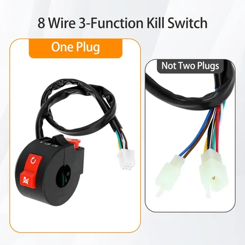 Vista 4 de FVRITO Interruptor de arranque de luz de inicio izquierdo con enchufe hembra para 50cc 70cc 90cc 110cc 125cc TaoTao RoKeta Sunl RPS ICEbear RPS