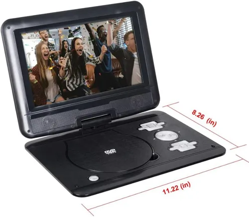 Vista 3 de Onn. Kit de reproductor de DVD/multimedia portátil de 10 pulgadas con batería de 5 horas, bono Redbox: 5 códigos de película de 1 noche incluidos