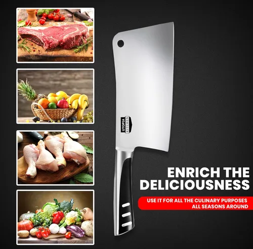 Vista 3 de Utopia Kitchen Cuchillo Cleaver de 7 pulgadas de Acero Inoxidable Cuchillos de Chef Carnicero para Carne, Verduras Cuchillo de Chef de Cocina