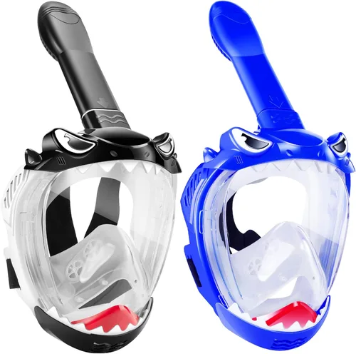 Vista 8 de Full Face Snorkel Mask for Kids with 180° Panoramic View, Snorkeling Set Featuring Anti-Leak and Anti-Fog Foldable Dry Top Design for Safe