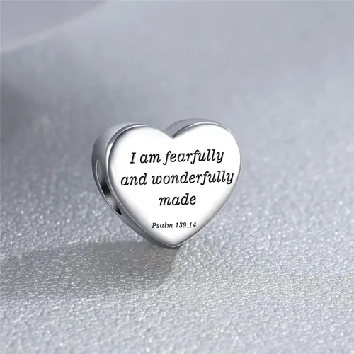 Vista 5 de MUERDOU Pulsera con dije de corazón en forma de versículo bíblico cristiano, oración, fe, joyería religiosa, regalos para mujeres