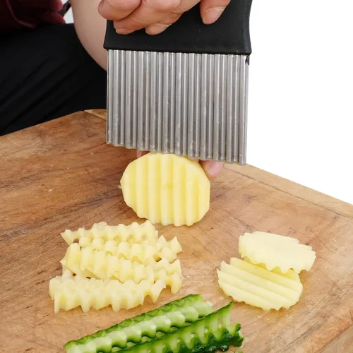 Vista 6 de Cortador de Virutas, Cuchillo Ondulado, Hoja de Acero Inoxidable Mejorada para Virutas, Herramientas de Cocina Seguras con una Cuchilla Ondulada