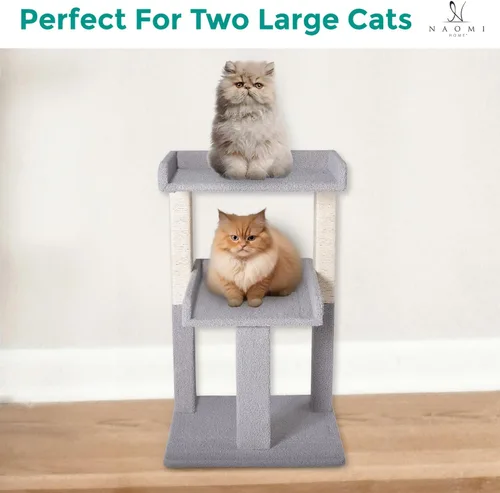 Vista 2 de Lulu - Torre grande para gatos con 2 plataformas espaciosas, condominio resistente para gatos con postes rascadores de sisal, diseño estable