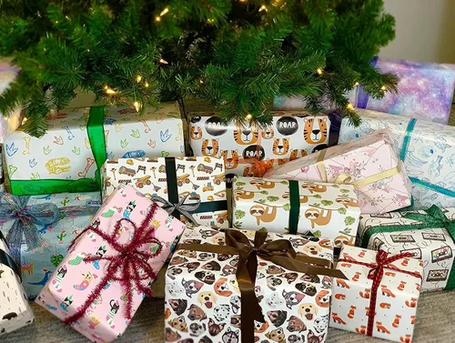Vista 6 de Fox Woodland - Papel de regalo (3 hojas) doblado plano de 30 x 20 in