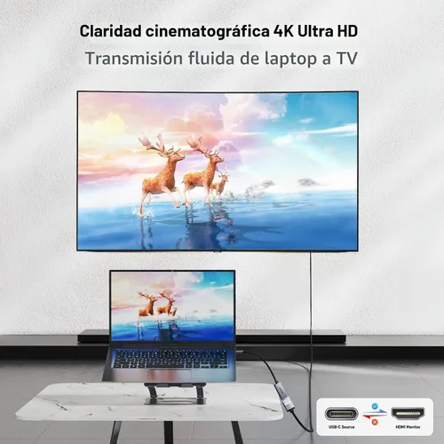 Vista 2 de BENFEI Adaptador USB C a HDMI 4K@60Hz, Adaptador USB Tipo-C a HDMI [Compatible con Thunderbolt 3/4/5] con iPhone 15 Pro/Max, MacBook Pro/Air 2023
