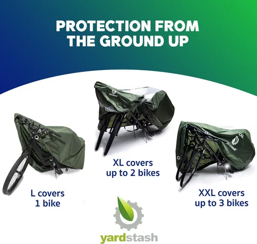 Vista 6 de YardStash Funda para bicicleta – Fundas reflectantes XXL para almacenamiento exterior – Refugios de lona de jardín impermeables y resistentes a